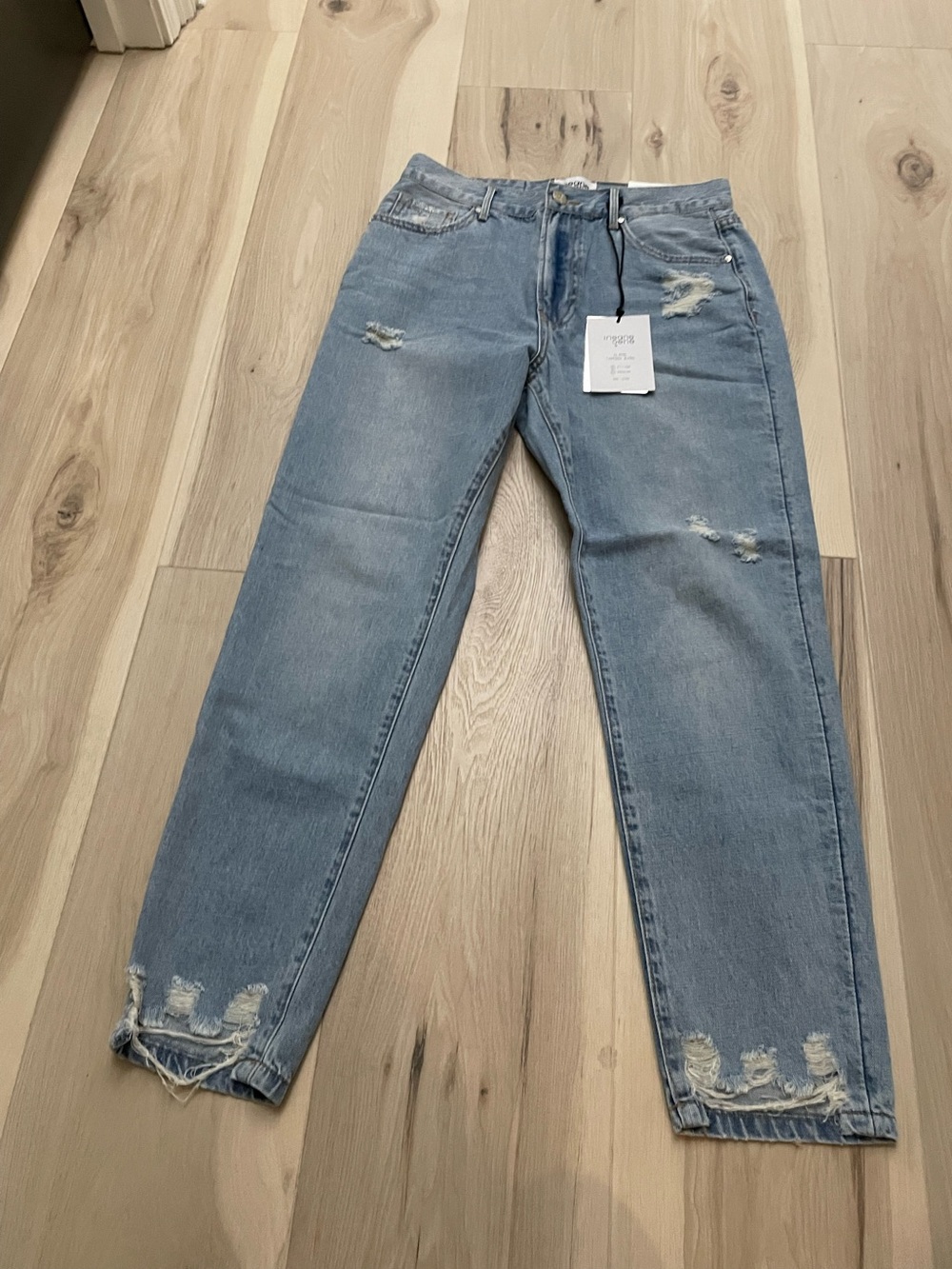 Insane Gene Light Blue Distressed Mom Jeans